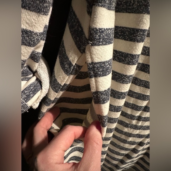 Free People Gray Cream Striped Terry Cloth Tunic Dress Beach Size Medium - Picture 2 of 5